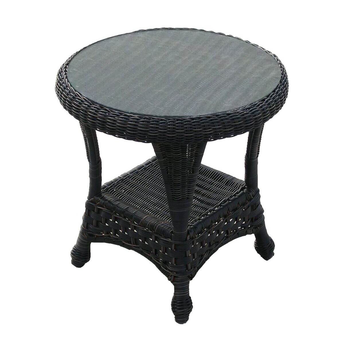 Outdoor Patio Furniture End Table with Glass PatioHQ